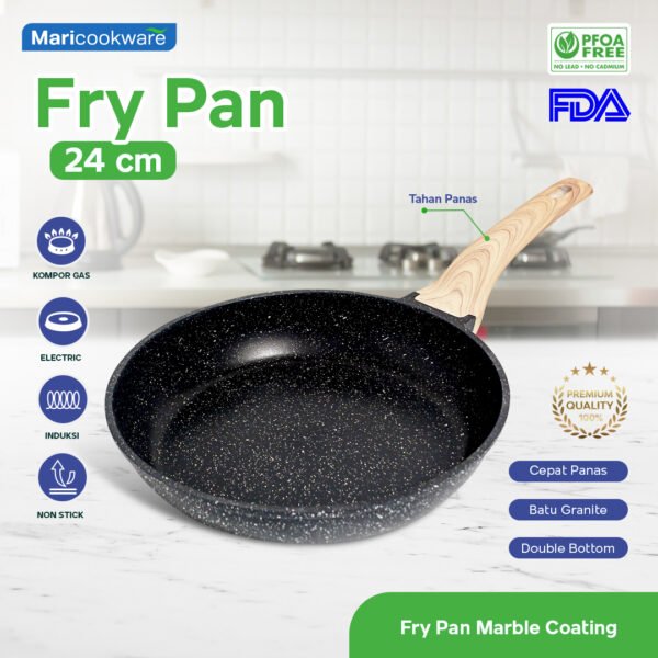 Maricookware Paket Peralatan Dapur Granite Set 4 Pcs - Wajan Cekung, Frying Pan, Panci + Tutup - Image 7