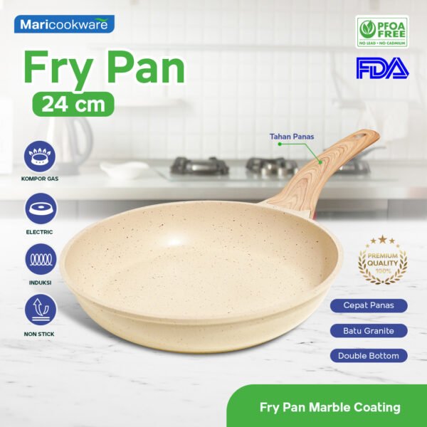 Maricookware Paket Peralatan Dapur Granite Set 4 Pcs - Wajan Cekung, Frying Pan, Panci + Tutup - Image 8