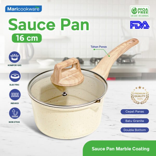 Maricookware Paket Peralatan Dapur Granite Set 4 Pcs - Wajan Cekung, Frying Pan, Panci + Tutup - Image 4