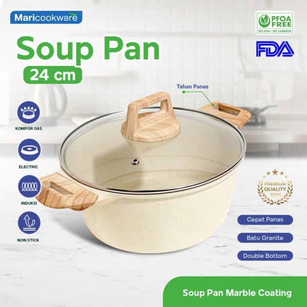 Maricookware Paket Peralatan Dapur Granite Set 4 Pcs - Wajan Cekung, Frying Pan, Panci + Tutup - Image 10